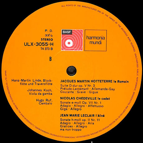 ハンス・マルティン・リンデ / バロックフルートの魅力 [※国内盤,品番:ULX-3055-H］(LPレコード)