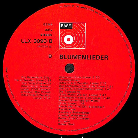 アンネリーゼ・ローテンベルガー / Blumenlieder［※国内盤,品番:ULX-3090-B］(LPレコード)