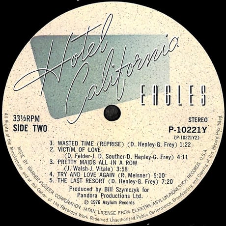イーグルス / ホテル・カリフォルニア [※国内盤,品番:P-10221Y］ (LPレコード)