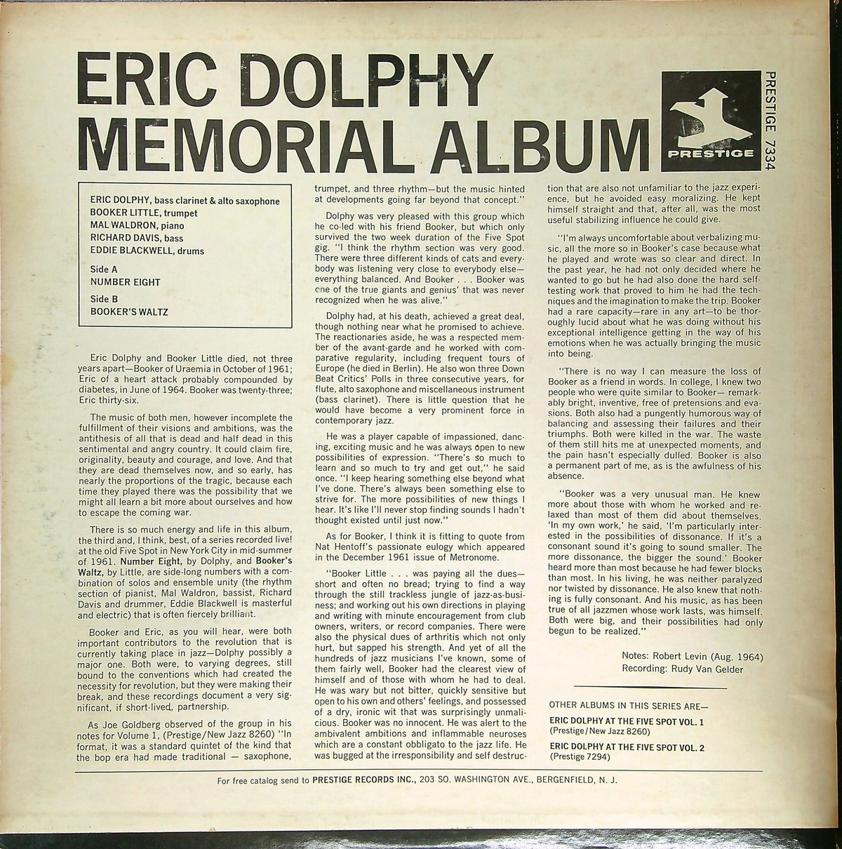 エリック・ドルフィー & ブッカー・リトル / Memorial Album