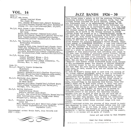 Jazz Bands 1926-1930 [※輸入盤,生産国:US,品番:5829-16］(LPレコード)