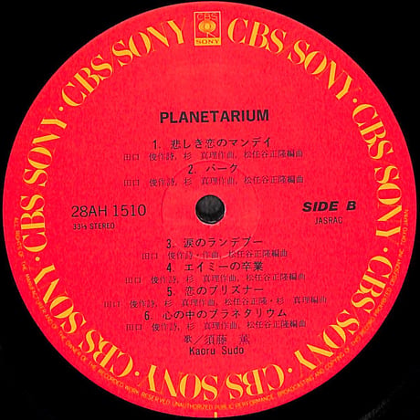 須藤薫 / Planetarium [※国内盤,品番:28AH 1510］(LPレコード)