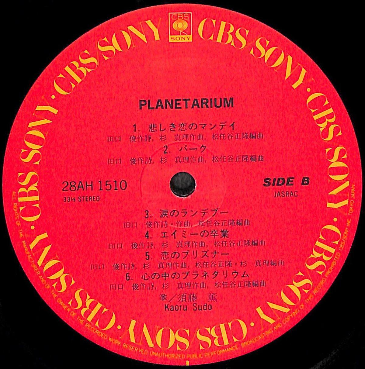 須藤薫 / Planetarium [※国内盤,品番:28AH 1510］(LPレコード) |