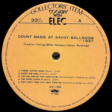 カウント・ベイシー / Count Basie At Savoy Ballroom 1937 [※国内盤,品番:KV-109］(LPレコード)