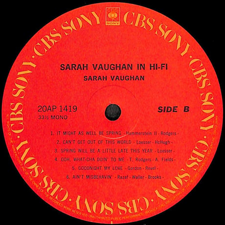 サラ・ボーン / サラ・ボーン・イン・ハイ・ファイ [※国内盤,品番:20AP 1419］(LPレコード)