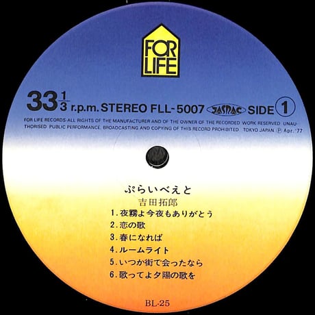 吉田拓郎 / ぷらいべえと [※国内盤,品番:FLL-5007］(LPレコード)