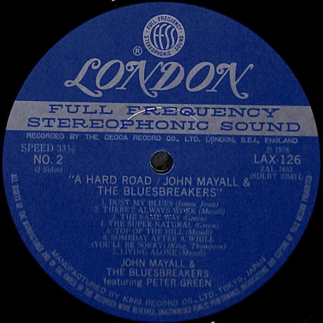 ジョン・メイオール&ザ・ブルースブレイカーズ /  A Hard Road [※国内盤,品番:LAX-126］(LPレコード)