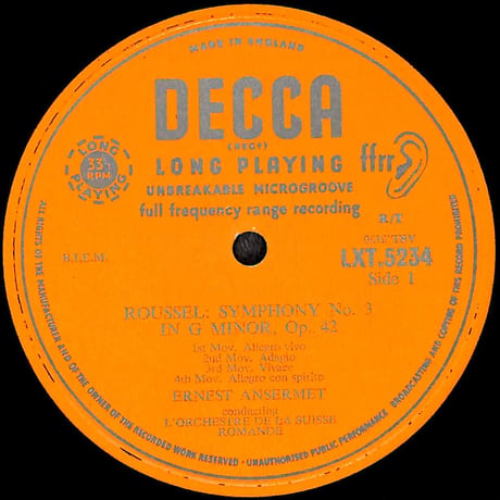 アルベール・ルーセル / Symphony No.3 In G Minor, Opus 42 他 [※輸入盤,生産国:UK,品番:LXT5234］(LPレコード)
