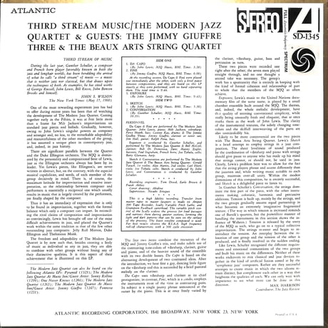 The Modern Jazz Quartet & Guests / Third Stream Music [※輸入盤,生産国:US,品番:SD 1345］(LPレコード)