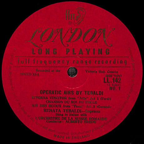 レナータ・テバルディ / An Operatic Recital By Renata Tebaldi [※輸入盤,生産国:US,品番:LL 142］(LPレコード)