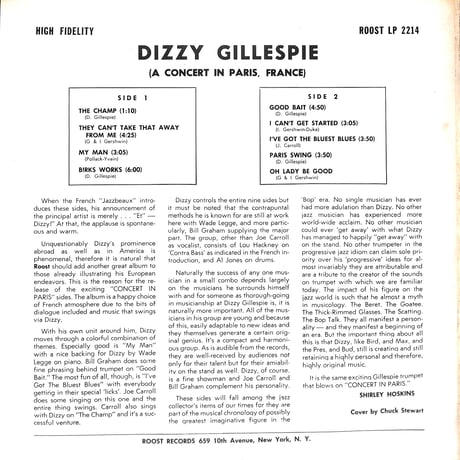 ディジー・ガレスピー / Concert In Paris [※輸入盤,生産国:Italy,品番:LP 2214］(LPレコード)