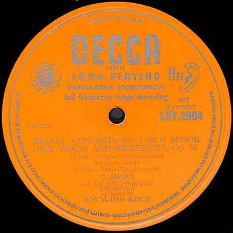 メンデルスゾーン,ブルッフ 他 / Violin Concerto/Violin Concerto No.1 [※輸入盤,生産国:UK,品番:LXT 2904］(LPレコード)