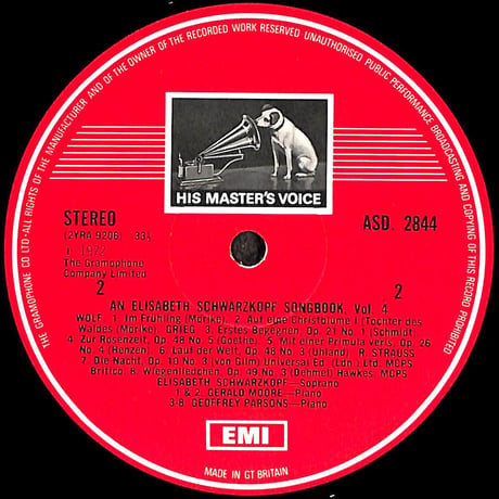 エリーザベト・シュヴァルツコップ / The Elisabeth Schwarzkopf Songbook Volume 4 [※輸入盤,生産国:UK,品番:ASD 2844］(LPレコード)