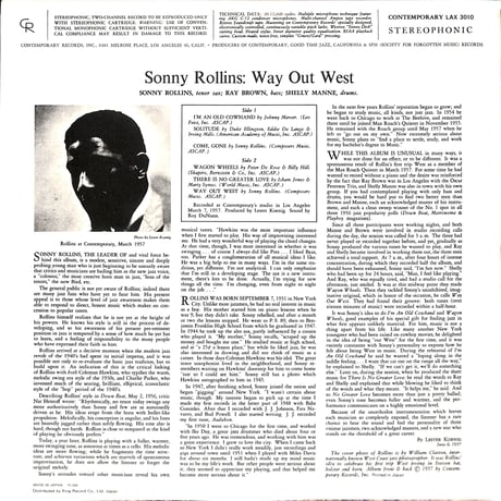 ソニー・ロリンズ / ウエイ・アウト・ウエスト [※国内盤,品番:LAX-3010］(LPレコード)