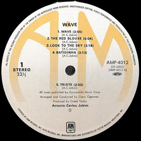 アントニオ・カルロス・ジョビン / 波 [※国内盤,品番:AMP-4012］(LPレコード)