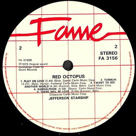 ジェファーソン・スターシップ / Red Octopus［※輸入盤,生産国:UK,品番:FA 3156］(LPレコード)