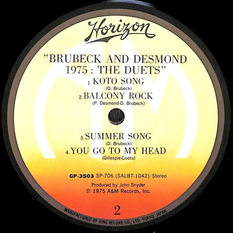 ブルーベック&デスモンド / 1975:ザ・デュエッツ [※国内盤,品番:GP-3503］(LPレコード)