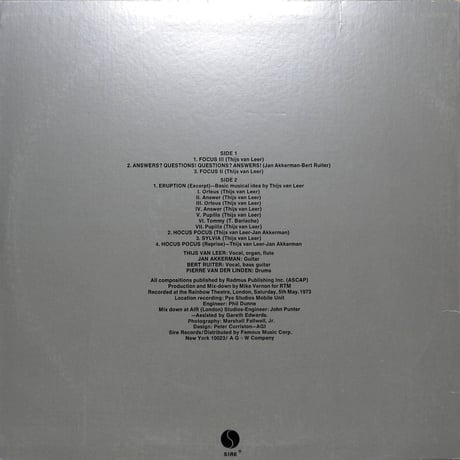 フォーカス / Live At The Rainbow [※輸入盤,生産国:US,品番:SAS-7408］(LPレコード)