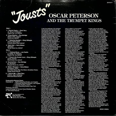 オスカー・ピーターソン / Jousts（US PABLO ORIGINAL,2310817）（LPレコード）