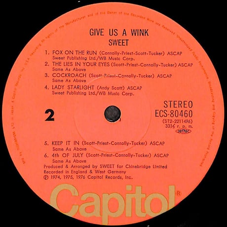 スイート / Give Us A Wink [※国内盤,品番:ECS-80460］(LPレコード)