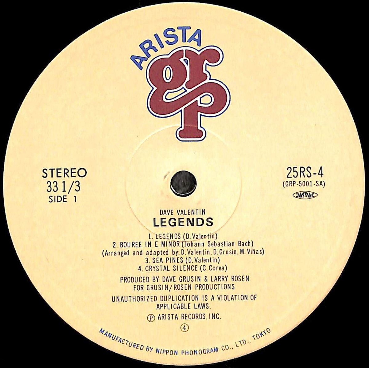 デイヴ・バレンティン / 伝説 [※国内盤,品番:25RS-4］(LPレコード