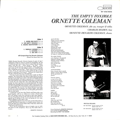 オーネット・コールマン / The Empty Foxhole [※国内盤,品番:BST 84246］(LPレコード)