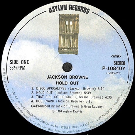 ジャクソン・ブラウン / Hold Out [※国内盤,品番:P-10840Y］(LPレコード)