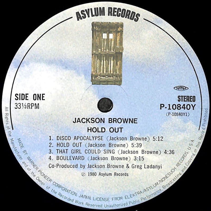 ジャクソン・ブラウン / Hold Out [※国内盤,品番:P-10840Y］(LPレコード