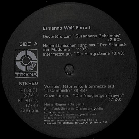 エルマーノ・ヴォルフ＝フェラーリ / 管弦楽曲集 [※国内盤,品番:ET-3071］(LPレコード)