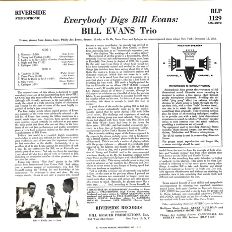 ビル・エヴァンス・トリオ / Everybody Digs Bill Evans［※国内盤,品番:SMJ-6090］(LPレコード)
