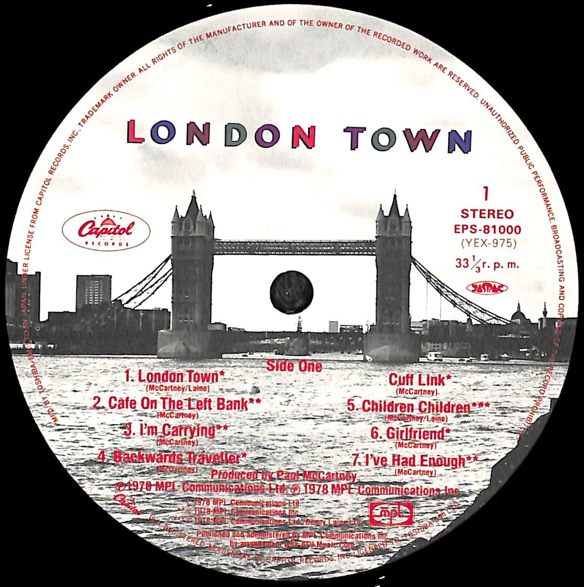 ポール・マッカートニー&ウイングス / London Town [※国内盤,品番:EPS-81...