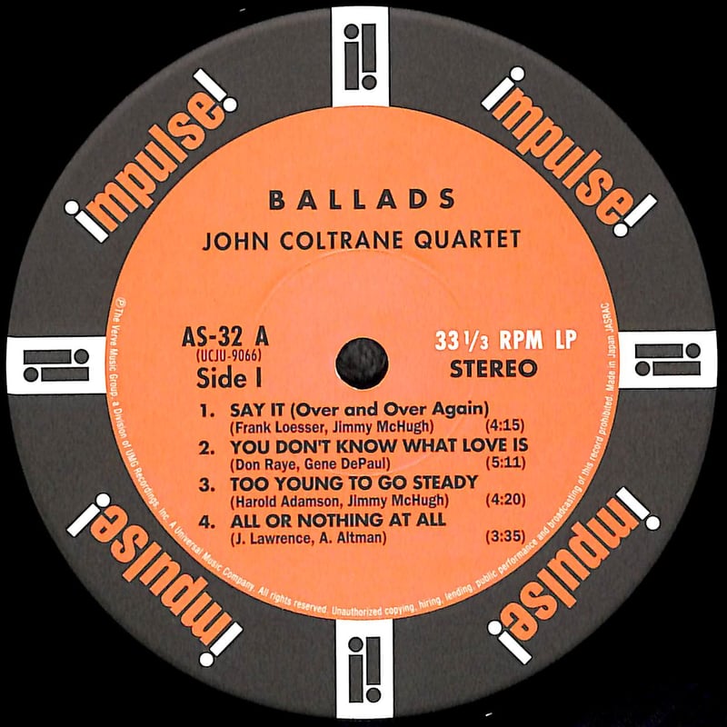 ジョン・コルトレーン / バラード [※国内盤,品番:UCJU-9066］(LP
