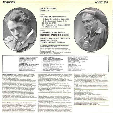 アーノルド・バックス / Spring Fire / Symphonic Scherzo / Northern Ballad No. 2 [※輸入盤,生産国:UK,品番:ABRD1180］(LP)