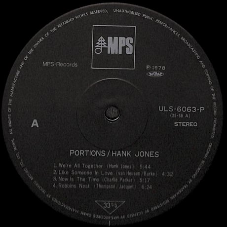 ハンク・ジョーンズ・トリオ / Portions [※国内盤,品番:ULS-6063-P］(LPレコード)