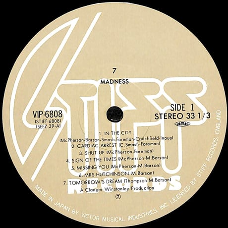 マッドネス / 7(セブン) シティ・イン・シティ［※国内盤,品番:VIP-6808］(LPレコード)