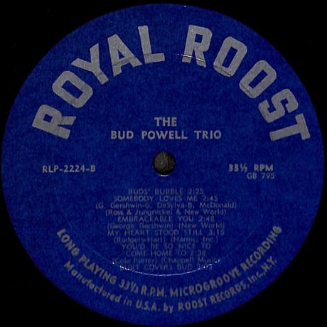 バド・パウエル・トリオ / Featuring Max Roach Bud［※輸入盤,生産国:US,品番:LP 2224］(LPレコード)