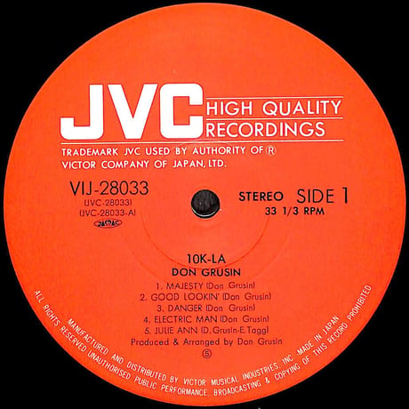 ドン・グルーシン / 10K-LA [※国内盤,品番:VIJ-28033］(LPレコード)