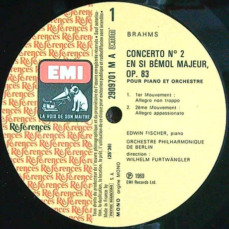 エトヴィン・フィッシャー / Brahms:Concerto N°2 Pour Piano Et Orchestre [※輸入盤,生産国:France,品番:2909701］(LPレコード)
