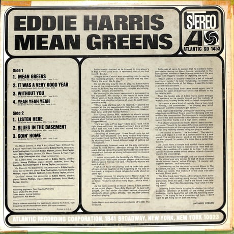 エディ・ハリス / Mean Greens［※輸入盤,生産国:US,品番:SD 1453］(LPレコード)