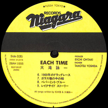 大瀧詠一 / Each Time [※国内盤,品番:28AH 1555］(LPレコード)