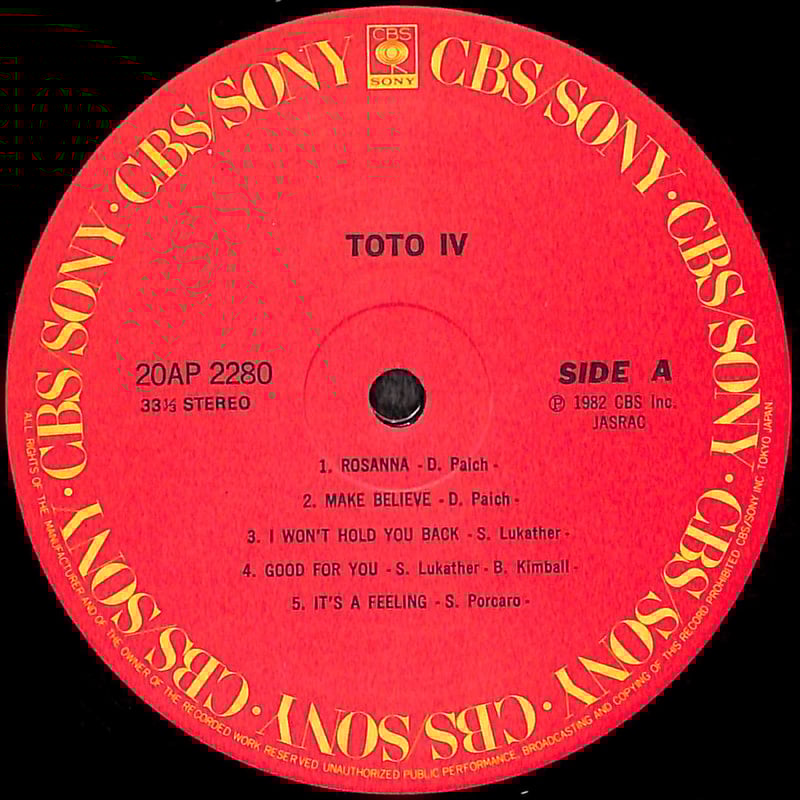 TOTO / TOTO IV 聖なる剣 [※国内盤,品番:20AP 2280］(LPレコード)