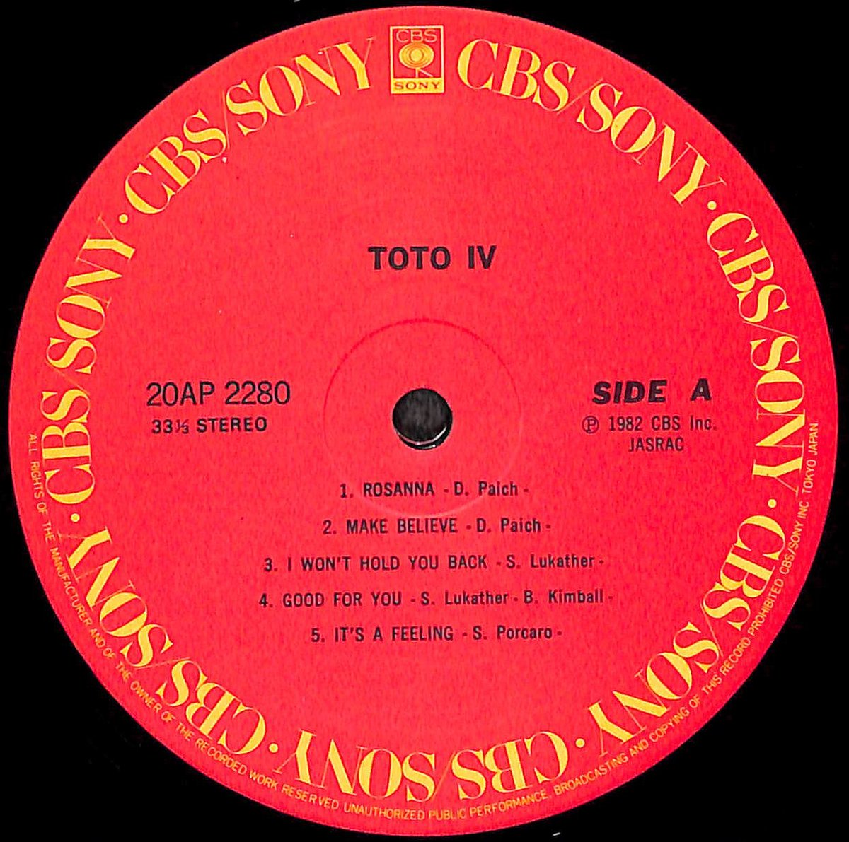 TOTO / TOTO IV 聖なる剣 [※国内盤,品番:20AP 2280］(LPレコード)
