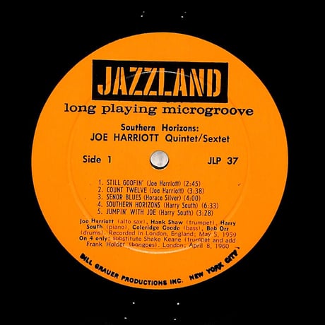 ジョー・ハリオット・クインテット / Southern Horizons (USオリジナル , MONO)（LPレコード）