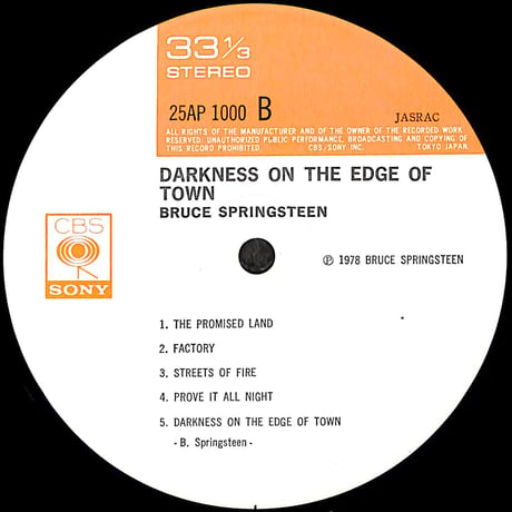 ブルース・スプリングスティーン / 闇に吠える街 [※国内盤,品番:25AP 1000］(LPレコード)