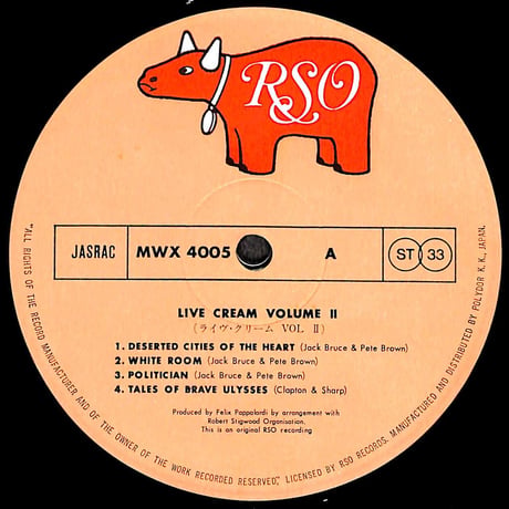 クリーム / Live Cream Volume II [※国内盤,品番:MWX 4005］(LPレコード)
