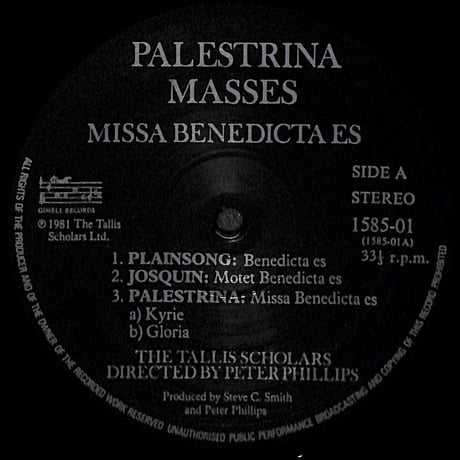 Palestrina Masses: Missa Benedicta Es [※輸入盤,生産国:UK,品番:1585-01］(LPレコード)