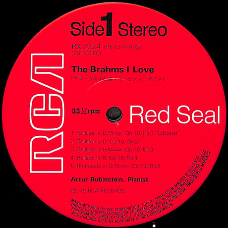 アルトゥール・ルービンシュタイン / ブラームス小品集 [※国内盤,品番:RX-2324］(LPレコード)