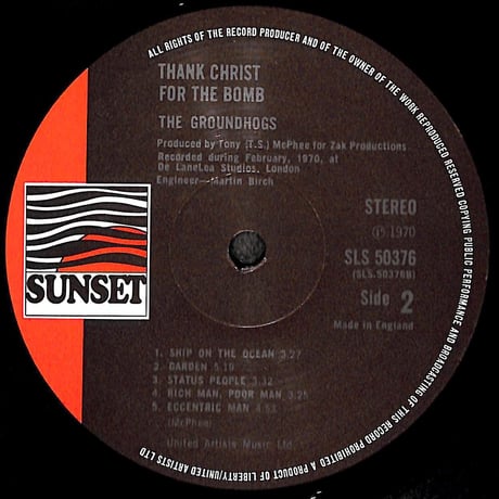グラウンドホッグス / Thank Christ For The Bomb [※輸入盤,生産国:UK,品番:SLS 50376］(LPレコード)