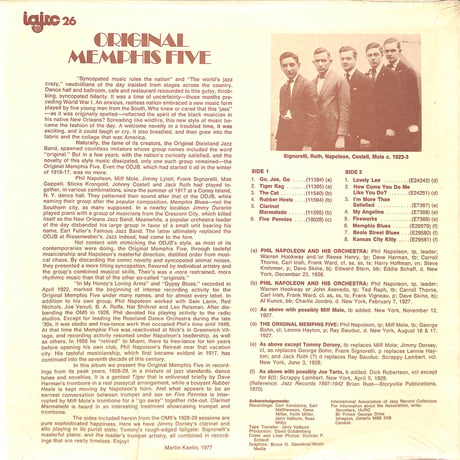 Phil Napoleon Featuring The Original Memphis Five [※輸入盤,生産国:US,品番:IAJRC-26］(LPレコード)