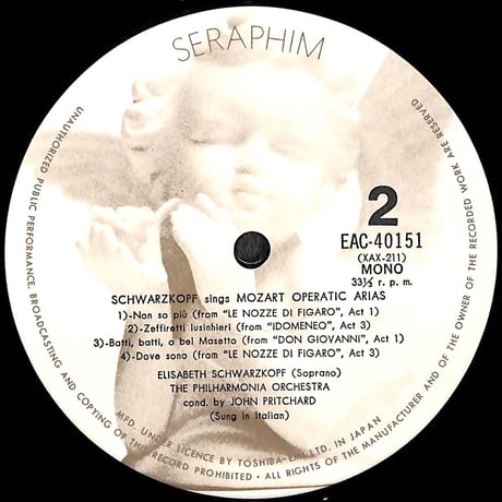 シュワルツコップ / モーツァルト・アリア集 [※国内盤,品番:EAC-40151］(LPレコード)